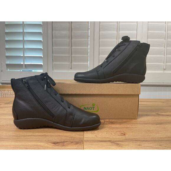 Naot Patu Boots Black Soft Leather Size 6 US 37 EU NIB Comfy Arch Support - Picture 7 of 13